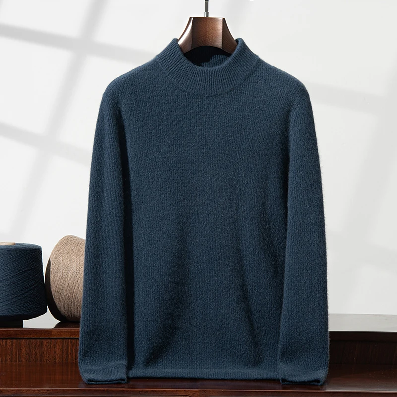 

Half Turtleneck Pure Cashmere Sweater Winter Fashion Warm Thickened Men's Sweater Business Casual Knitted Base Shirt Pullover
