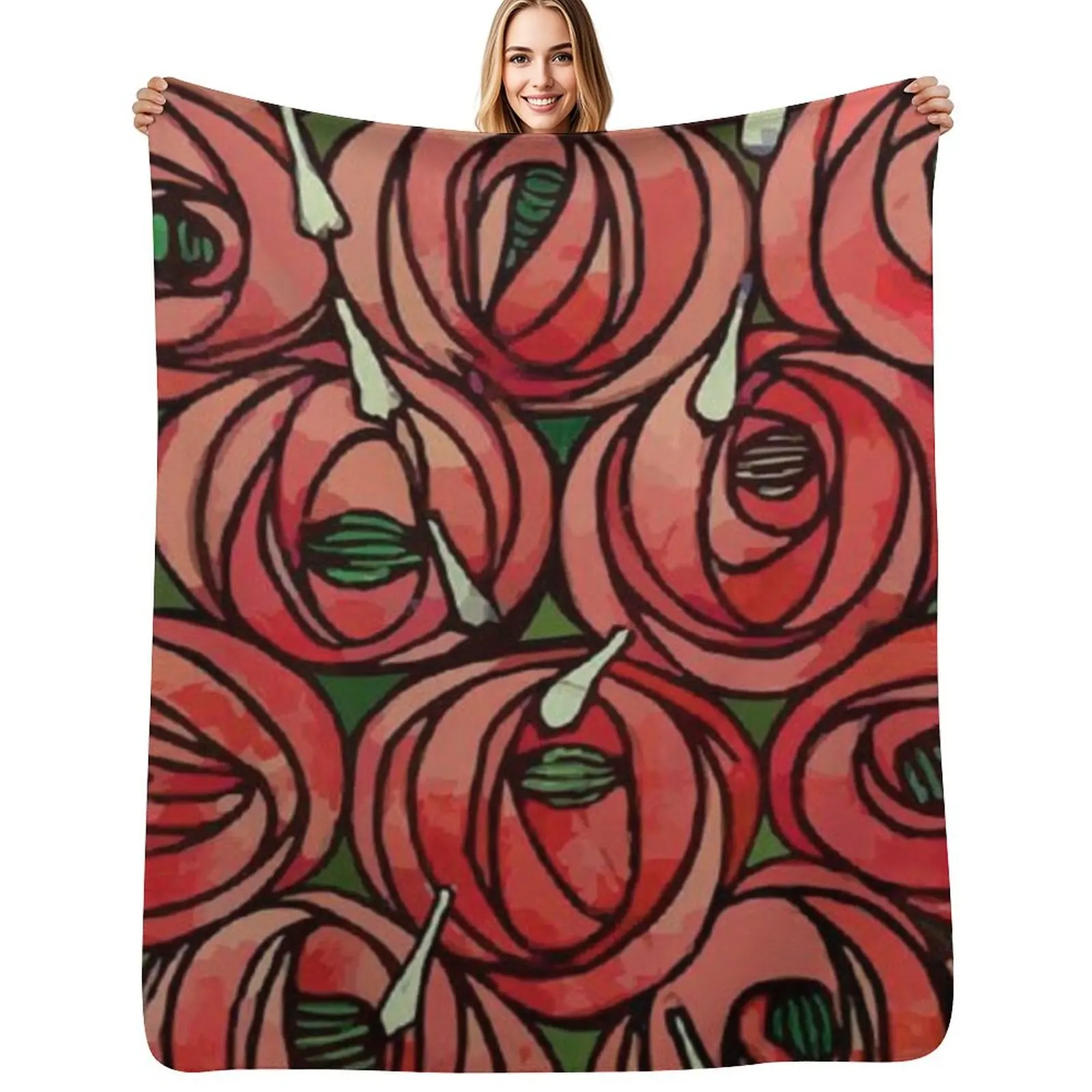 Charles Rennie Mackintosh design Throw Blanket Soft Solid Color Blanket for Couch Bed