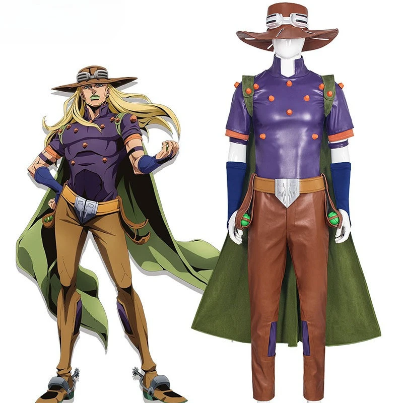 Причудливые приключения Гирос Зеппели Костюмы для косплея: Аниме-персонажи, одежда для Хэллоуина и маскарадов, сценические костюмы для взрослых мужчин Причудливые приключения Гирос Зеппели Костюмы для косплея: Аниме-персонажи, одежда для Хэллоуина и маскарадов, сценические костюмы для взрослых мужчин