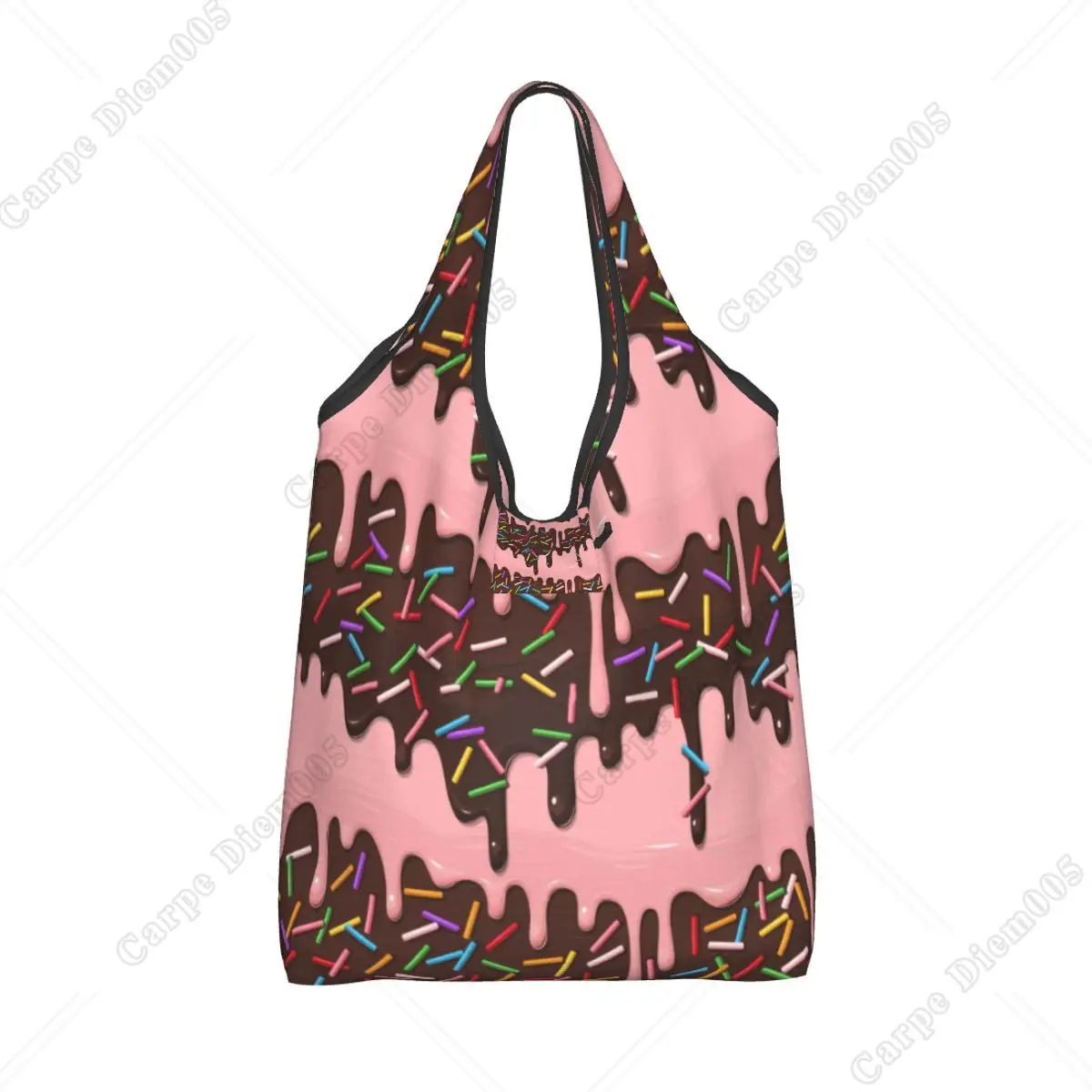 Chocolate Ice Cream Pattern Reusable Eco Bag Women Girls Tote Portable Groceries Shopper Bags for Shopping One Size