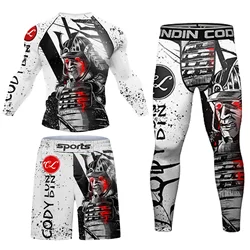 Cody erkekler Sportsuit ile grafik Jiu jitsu hiçbir Gi tayt MMA şort Bjj mücadele atletik eşofman ile boks forması