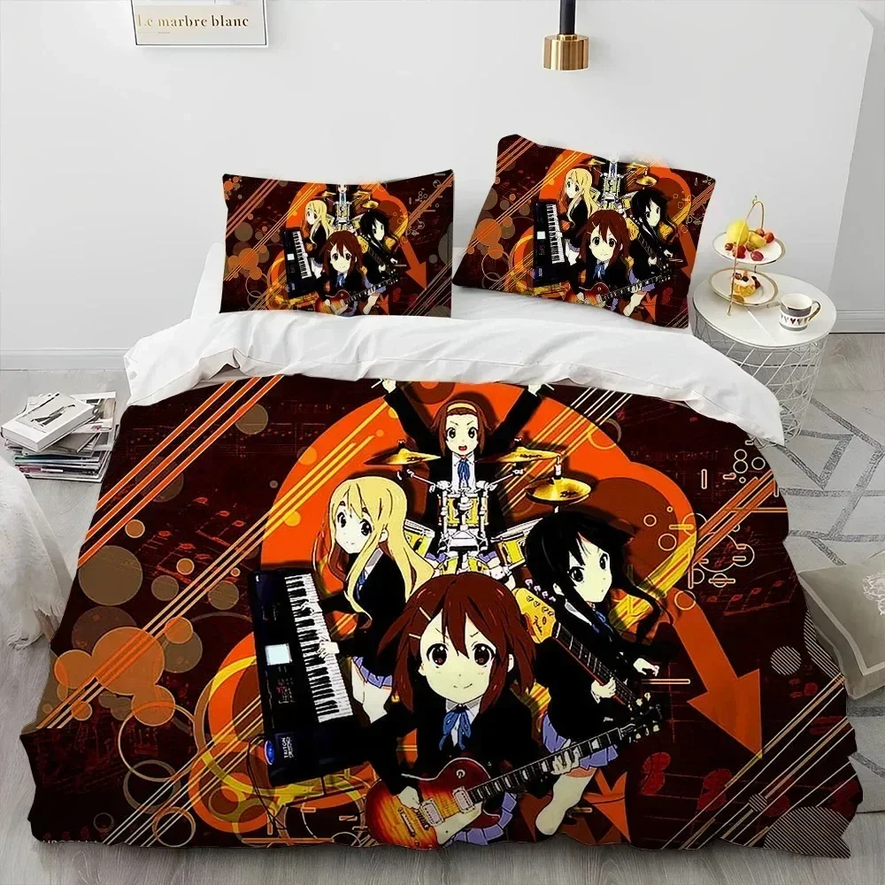 K-ON Cartoon Cute Lolita Kawaii Girls Bedding Set Printed With Pillowcase Bed Duvet Cover Soft Queen King Size Bedclothes Home