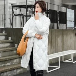 Korean Version of Loose Solid Color Stand Collar Down Padded Jacket, Women's New Winter Fashion Long Warm Cotton-padded Clothes