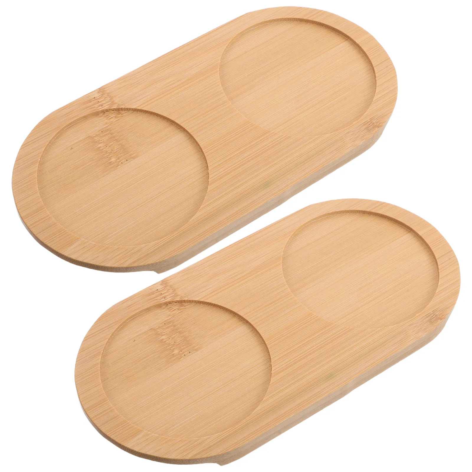 

2Pcs Bamboo Beverage Tray 2 Slot Glass Holder 7.4cm Slots Diameter Eco Friendly Heat Resistant Sturdy Rustic Design for Bar
