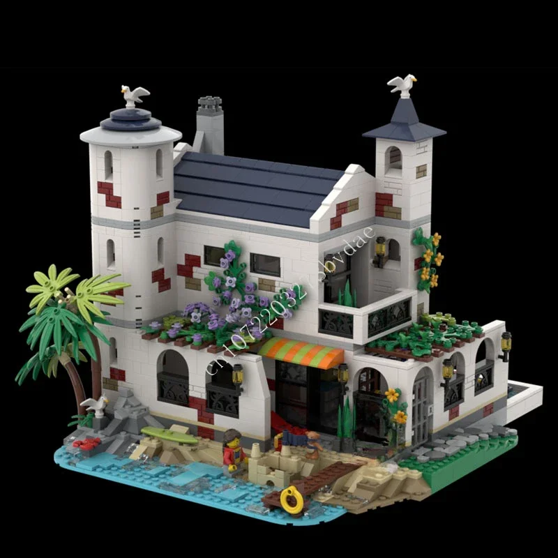 1997PCS Beach House Modular MOC Creative street view Model Building Blocks Architecture DIY Assembly Model Toy Gifts