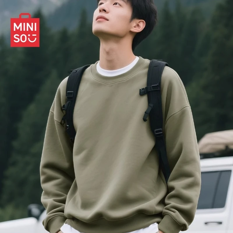 

Miniso Green Sweatshirt | Men's Heavyweight Pullover, Street Style Wear