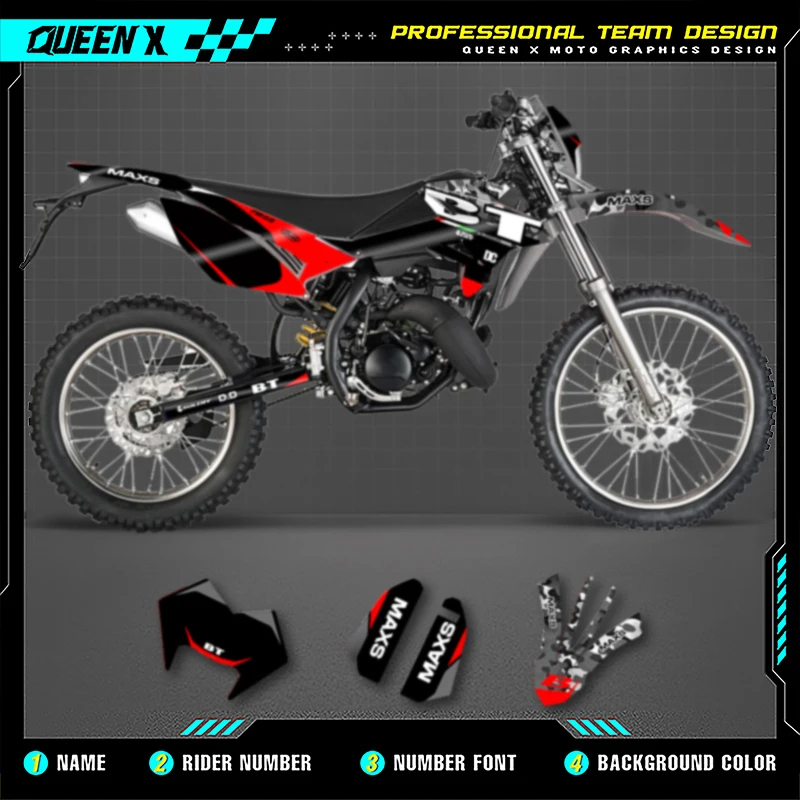 

QUEEN X MOTO Motorcycle Team Graphics Decal & Sticker Kit For BETA RR 50 2011 2012 2013 2014 2015 2016-2020 002