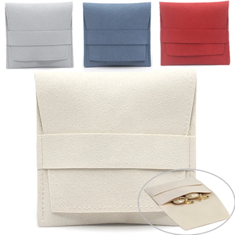 Microfiber Jewelry Pouch Bag Soft Velvet Gift bag Necklaces Earrings Rings Storage Package Jewellry Organizer Holder 8*8cm