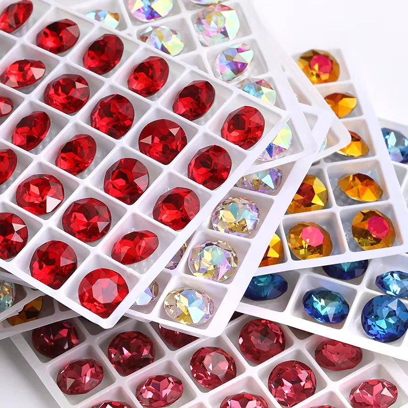 Round Rhinestones K9 Glass Crystals Gems Accessories Diy Jewelry Making Gemstones Glitter Pointback Stone Bulk Wholesale Crystal
