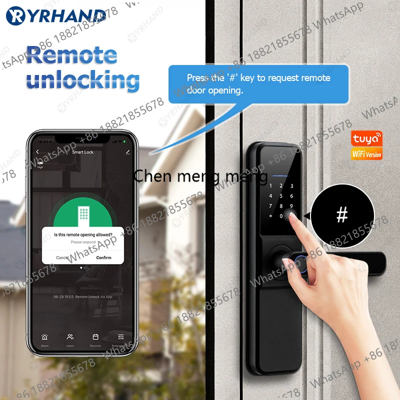 Tuya wifi App Unlock fechadura Biometric eletronica digital Waterpoof Fingerprint IC card Smart Door Lock for Home