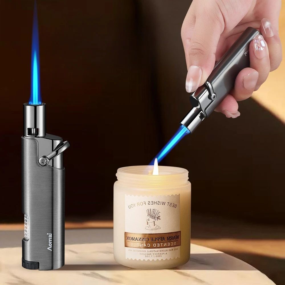 Aomai Windproof Lighter Direct Charging Transparent Window Blue Flame Portable Igniter Cigarette Accessories Men's Gift