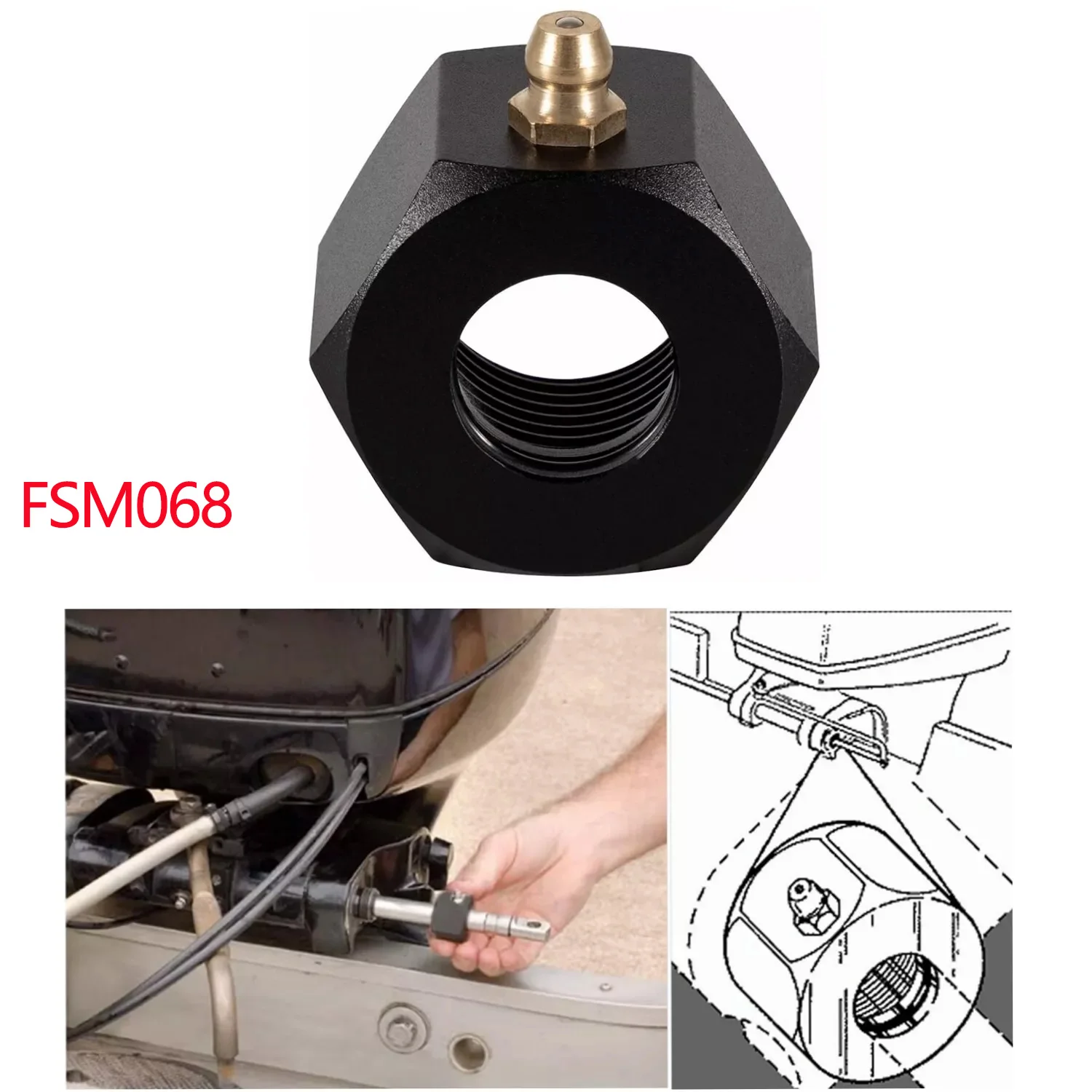 

Marine Grease Tube Marine Steering Tube Cable Grease Nut Boat Steering Cable Fits for OMC 2861 FSM068