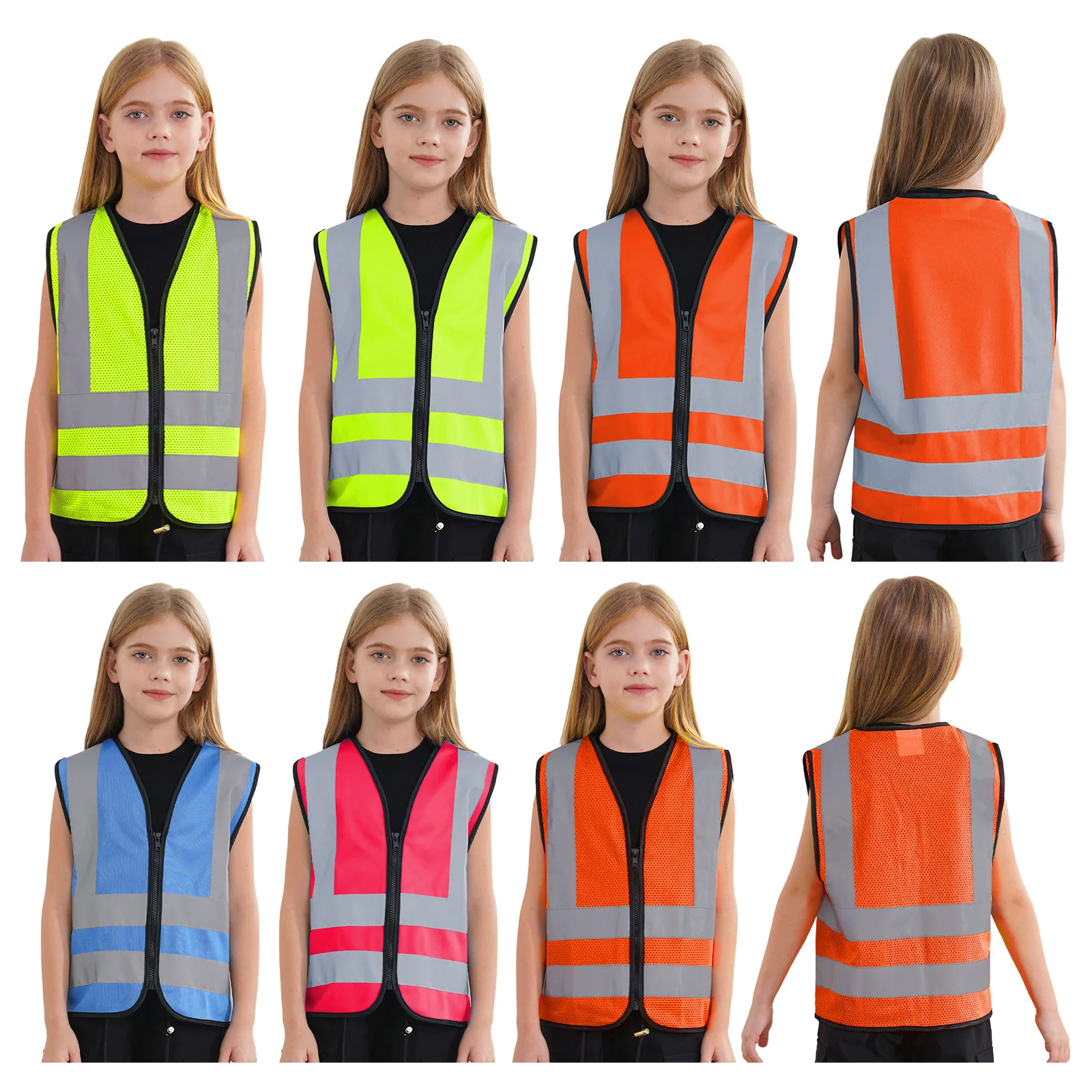 Kids Safety Vest Waistcoat Volunteer Activities Children Protective Vest Coat High Visibility Yellow Fluorescent School Outdoor