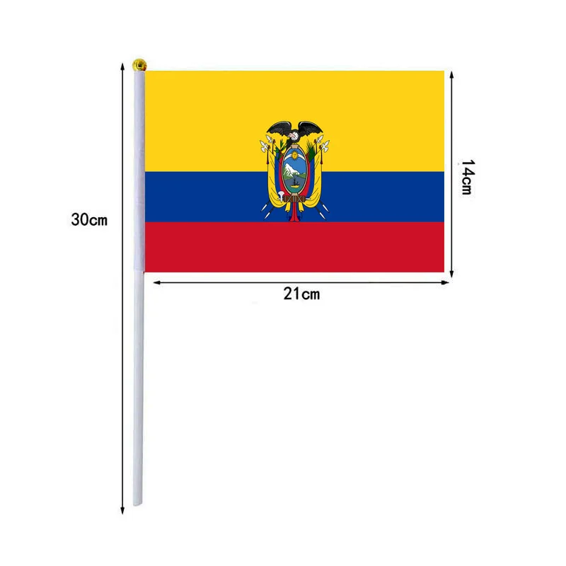 10 sztuk/partia ekwadorów ręcznie machających flagami 14x21cm Ecuador flaga sprzedaż hurtowa