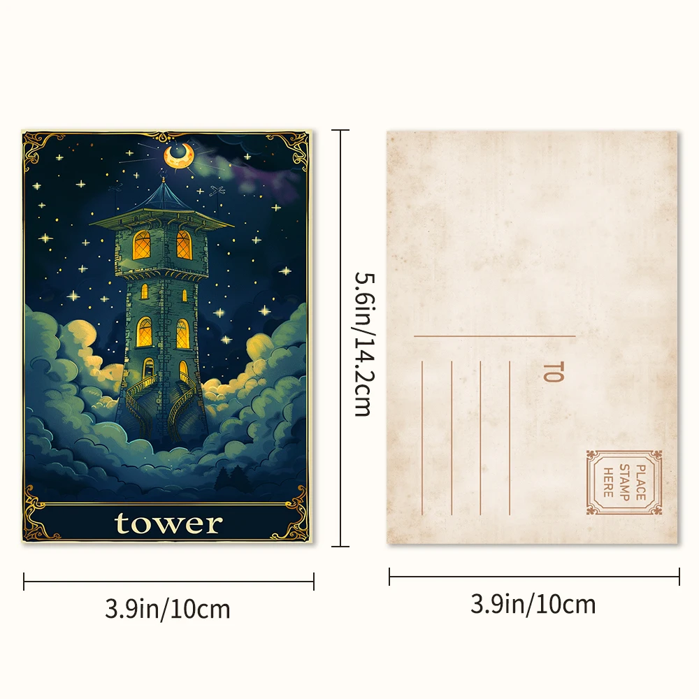 32pcs Fantasy Mystery Postcards, Christmas Gift Student Present, Cheap Bedroom Decor, Thick Cardstock, High Definition Printing