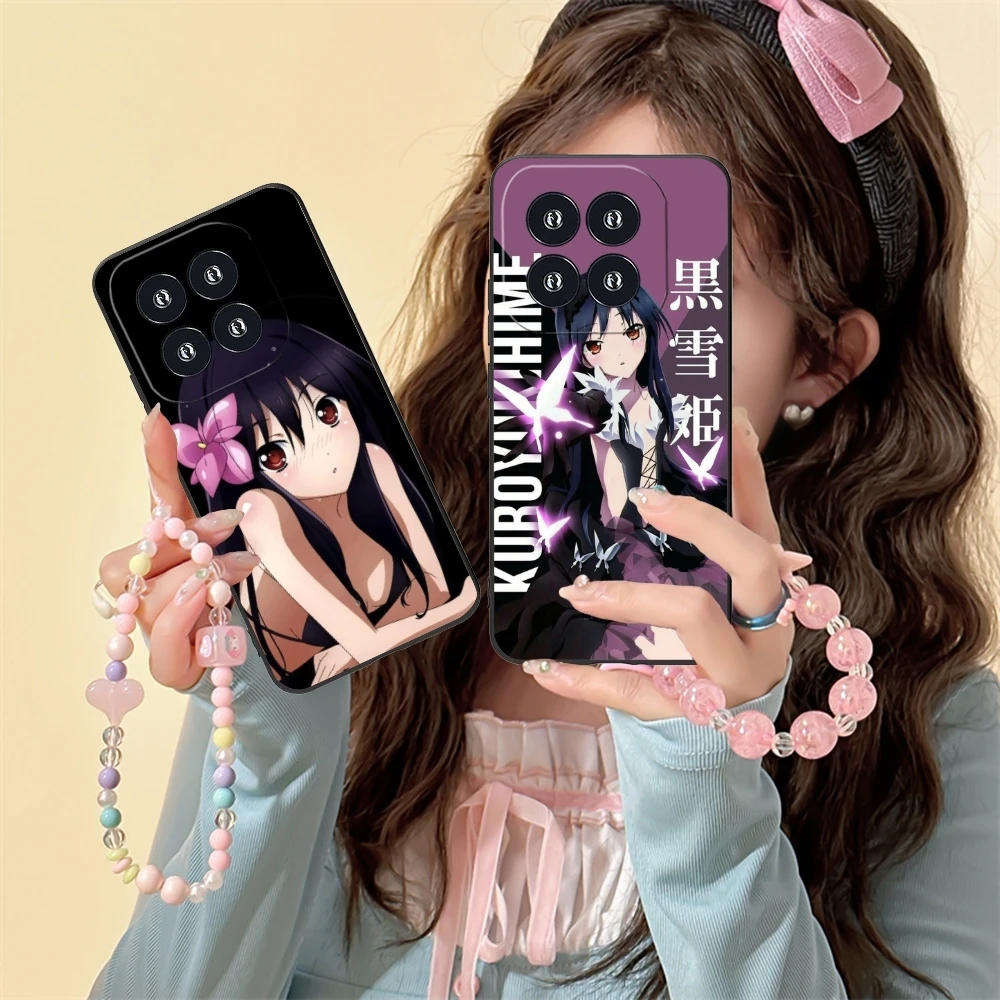 Accel World Kuroyukihime Mobile Cell Phone Case for Xiaomi 14 13 12 11 10 9 T Ultra Lite Pro S SE X 5G Black Phone Cover Shell