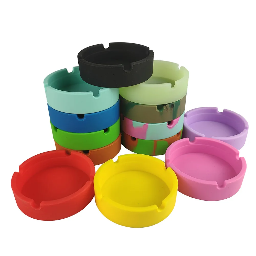 Silicone Colorful Ashtray Eco-friendly Circular Ashtray Fluorescent Smoke Convenient Cigarette Case Drop Creative Ashtrays