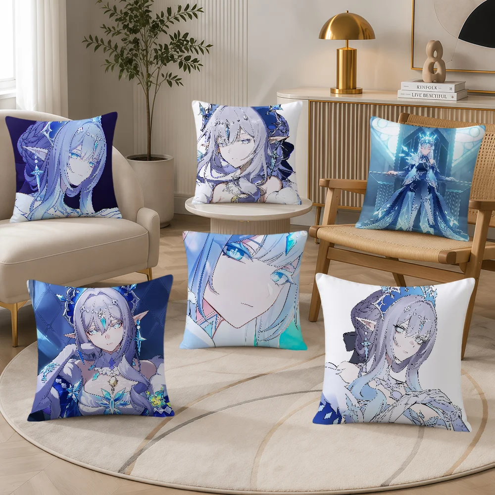 Tsaritsa Snezhnaya Genshin Impact Cushion Cover Soft Double Sided Pillowcase Gift Sofa Home Living Room Hogar Decor Pillowcover