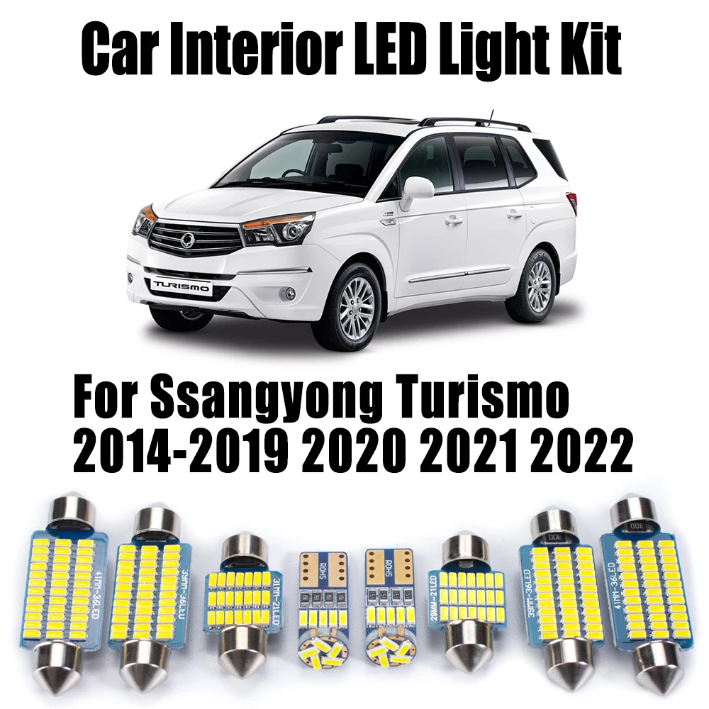 

14Pcs For Ssangyong Turismo 2014 - 2018 2019 2020 2021 2022 Canbus Car Accessories LED Interior Map Ceiling Dome Trunk Light Kit