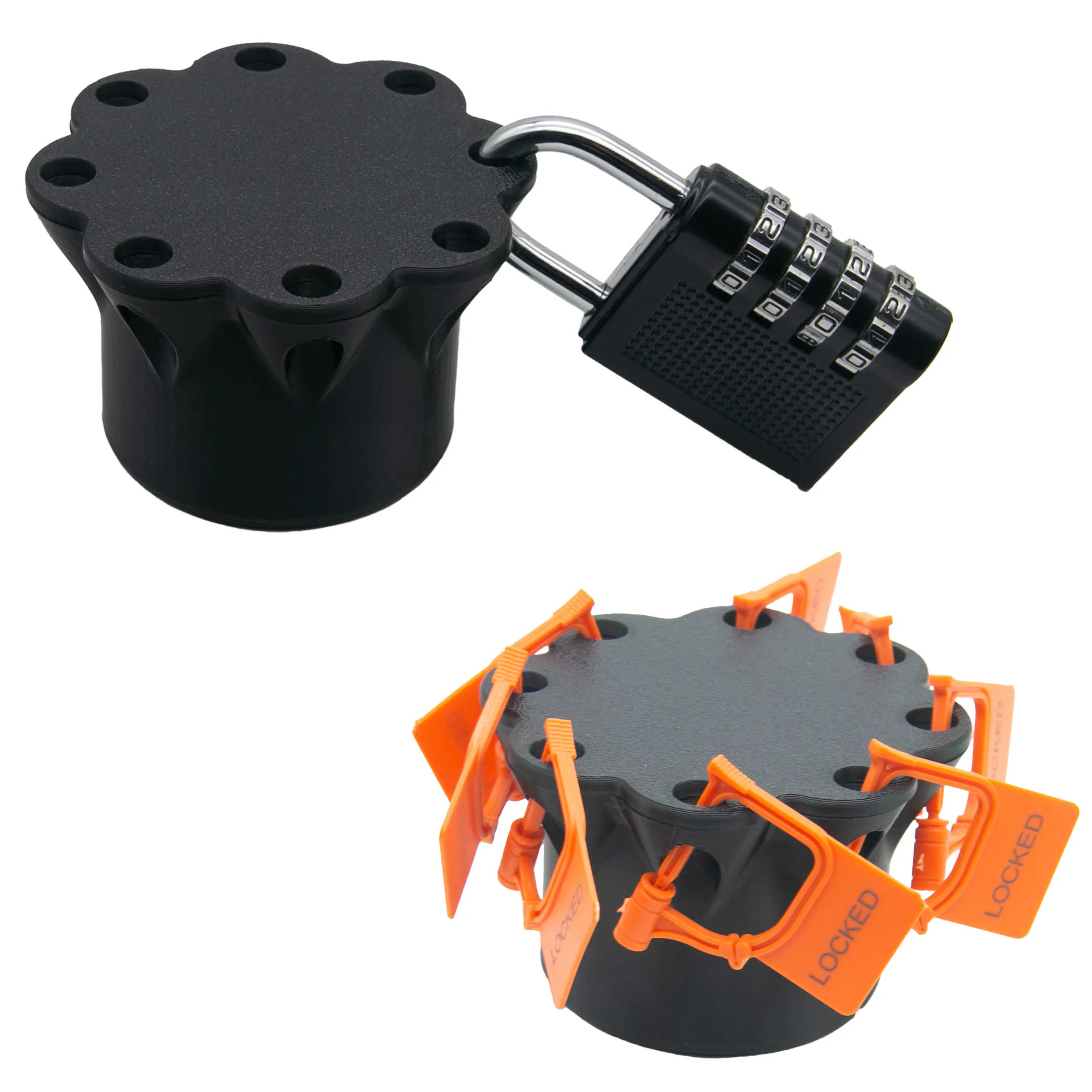 กล่องใส่กุญแจล็อคแบบมีสายรัด ขนาดใหญ่ พร้อมแผ่นล็อคสี่ชิ้น