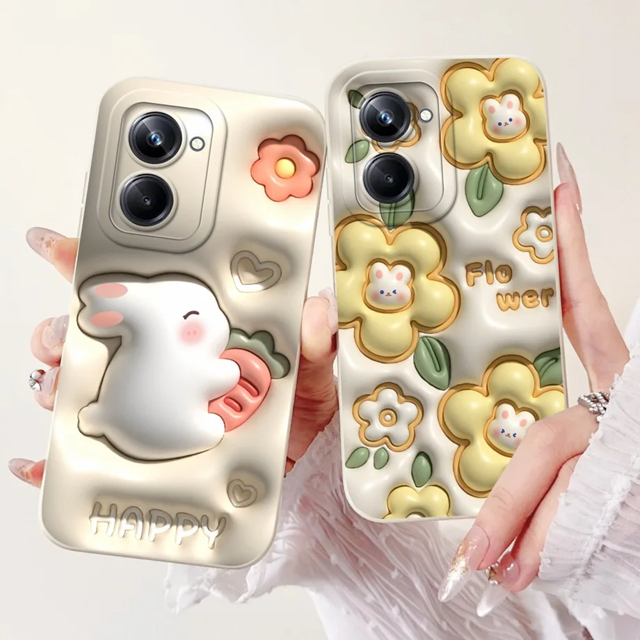 For Realme 10 10Pro Pro+ Plus 10s Case Soft Silicone Capa Goothic Style Cartoon Panda Flower Back Cover For Realme10 4G 10 Pro