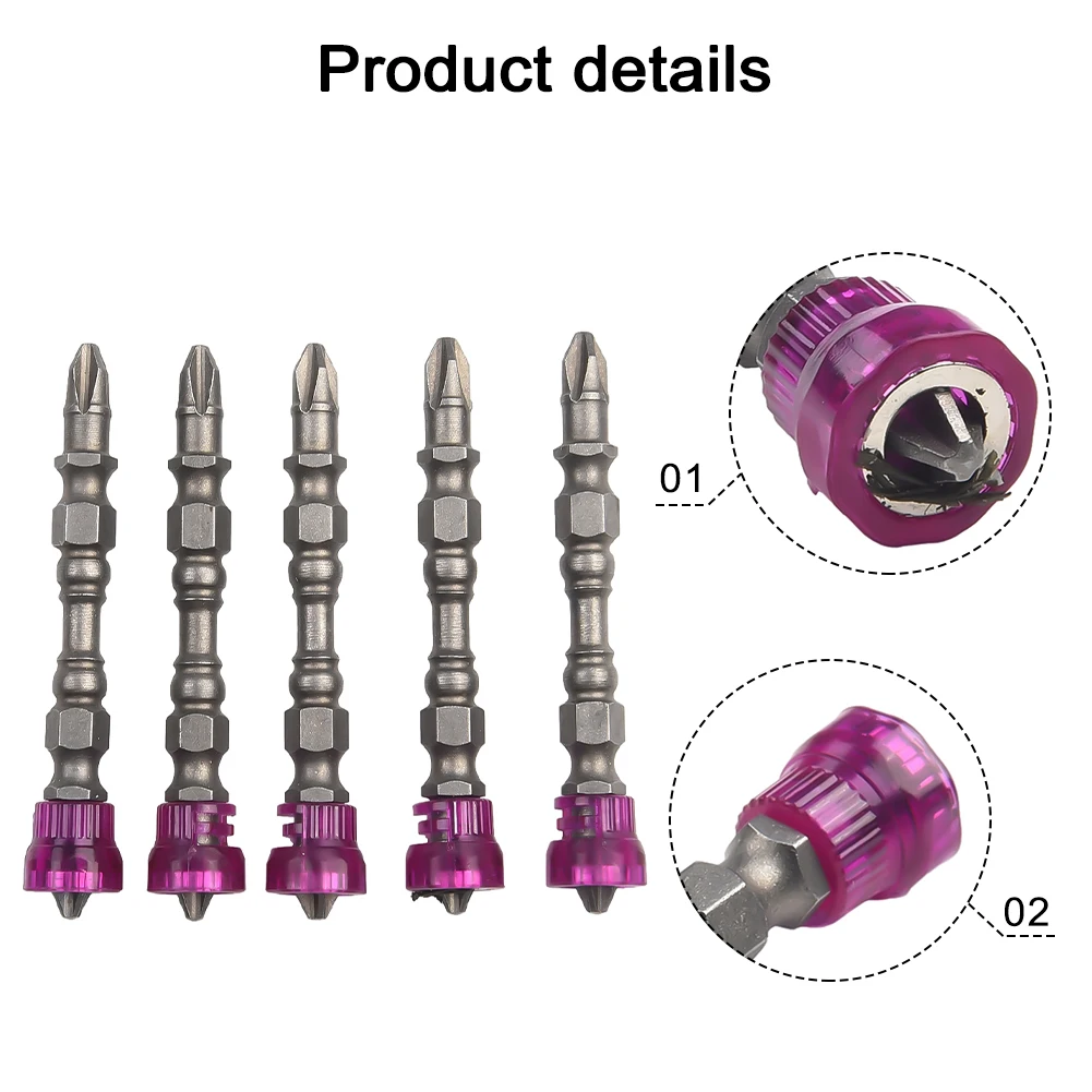 

PH2 Magnetic Ring Screwdriver Bits with 65mm Long Double heads for Decoration and Factory Application Pack of 5