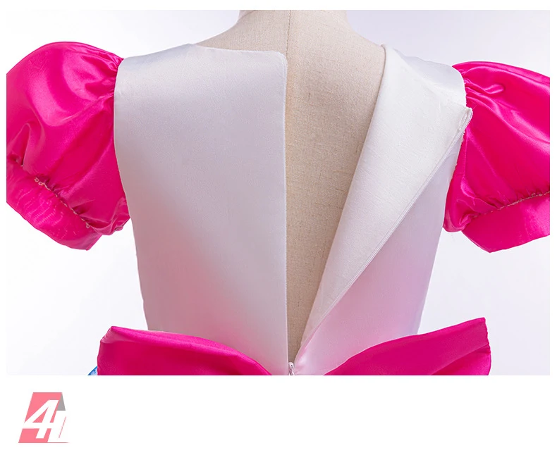 Kinder-Katzen-Themen-Cosplay-Kleid für Mädchen, Puffärmel, gestreiftes Oberteil, glitzerndes blaues Tüllkleid für Geburtstagsfeiern und Freizeitkleidung – Detail 8