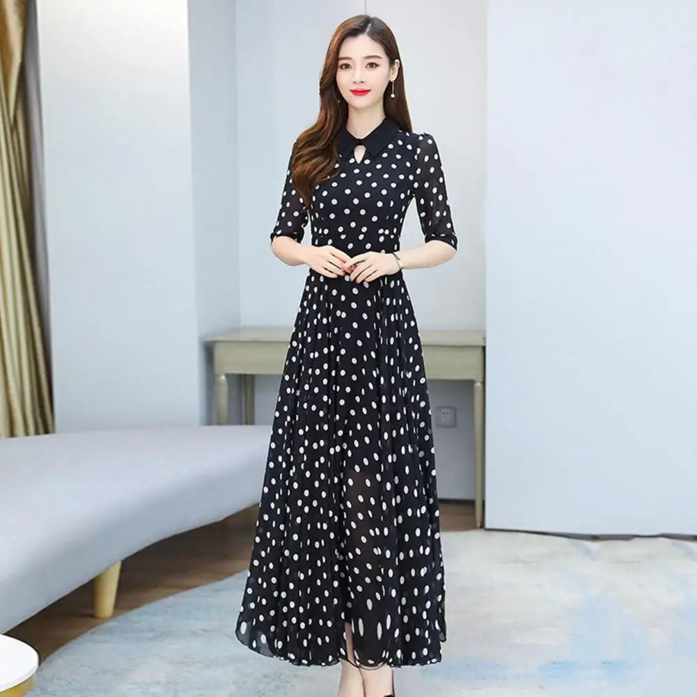 Dames Zomerjurk Contrast Kleur Dot Print Losse Halve Mouw Dress-Up Dubbele Lagen Doorzichtige Dame Jurk Vrouwelijke Kleding