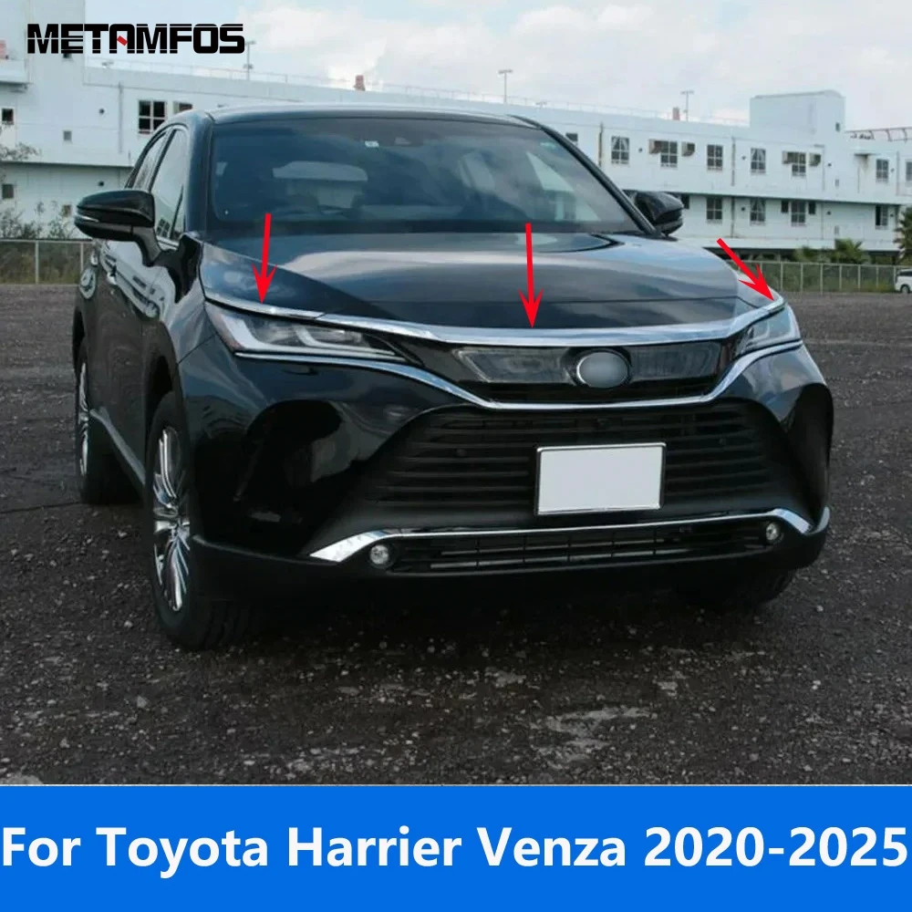 

Front Engine Hood Bonnet Grille Lid Cover Trim Sticker For Toyota Harrier Venza 2020-2024 2025 Chrome Accessories Car Styling