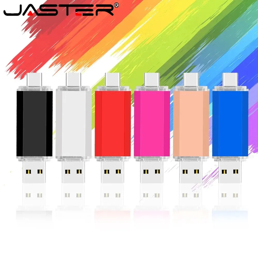 JASTER Mini TYPE-C USB Flash Drive 64GB Rose Golden Memory Stick Pen Drive Creative Business Gift Blue External Storage Pendrive