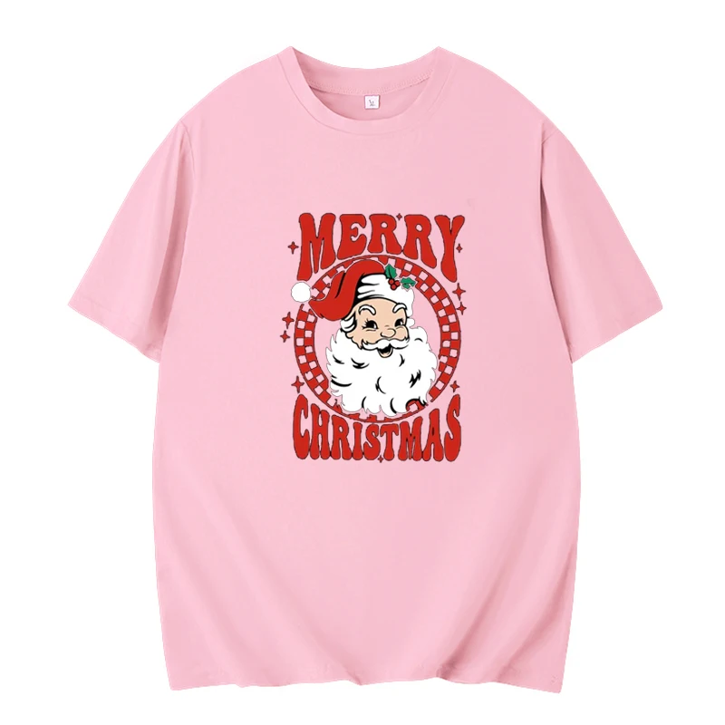 Santa Claus Merry Christmas T Shirt Fashion Retro Style Pattern Spring And Summer Short Sleeve Christmas Gifts