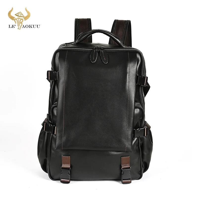 

Men Oil Wax Crazy Horse Leather Vintage Travel University College School Book Bag Designer Male Backpack Daypack Laptop Bag 2006