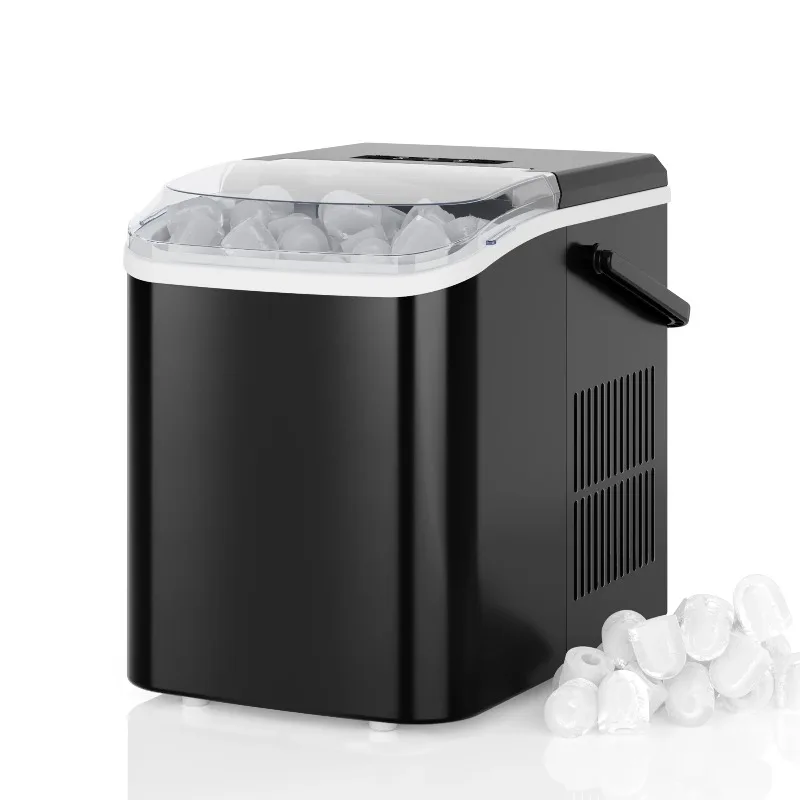 Portable Kitchen Ice Machine Countertop Ice Maker with Handle 9 Ice Cubes Ready in 6 Mins Self-Cleaning Quiet Compact