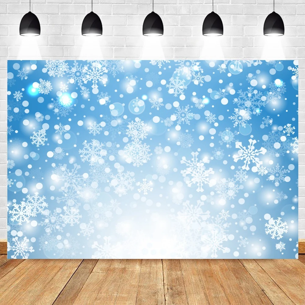 Winter Snowflake Portrait Backdrop Photography Blue and White Christmas Home Decoration Background Photozone Photo Studio Props