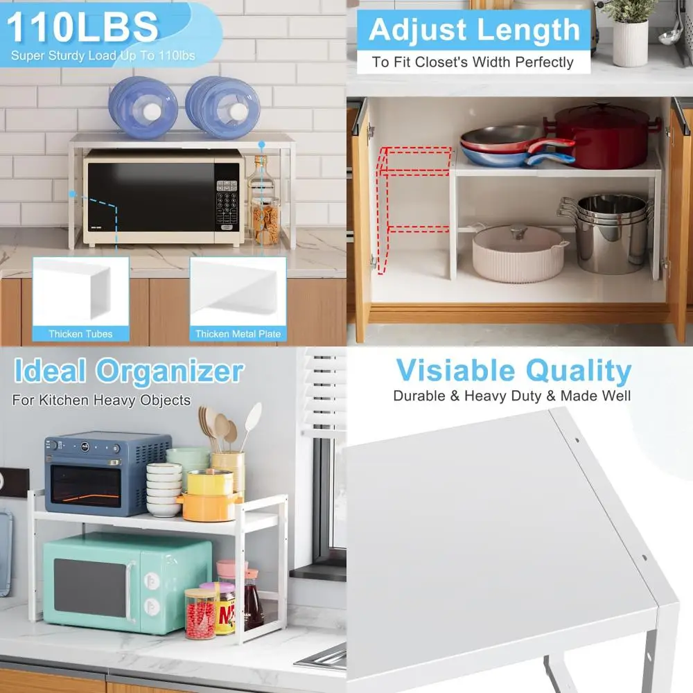 

Сверхмощные регулируемые металлические кухонные полки, вместимость 110 фунтов, белые, для хранения и бытовой техники