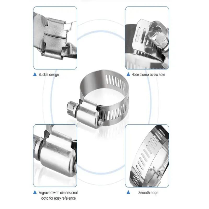 Conjunto de braçadeiras de mangueira de aço inoxidável ajustável engrenagem sem fim parafuso banda braçadeira de mangueira para tubo de combustível torneira fixadores variedade kit