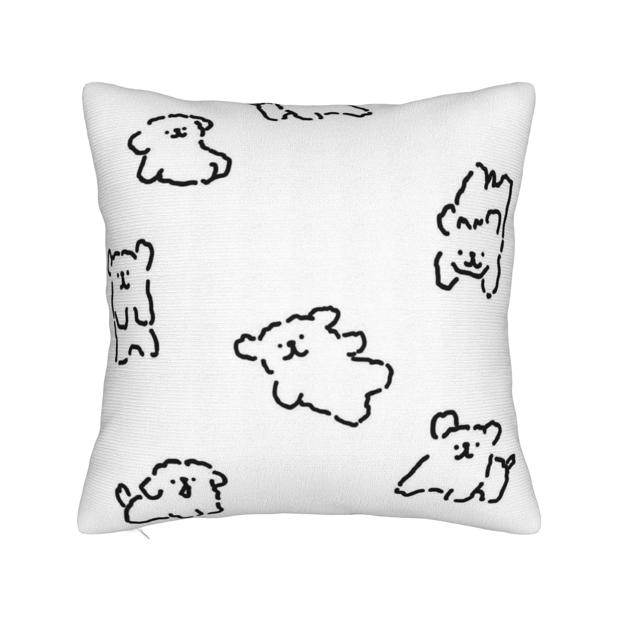 Cartoon Maltese Pillow Cover Line Dog Puppy Vintage Pillow Case For Wedding Party Home Decor Soft Cushion Cover Birthday Gift