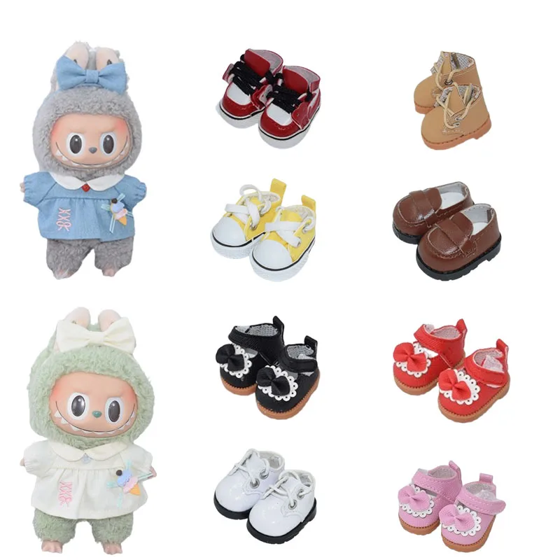 Wholesale 17cm Labubu Cute Clothes Labubu Bow Shoes Sports Shoes Canvas Shoes Doll Dress Up Game