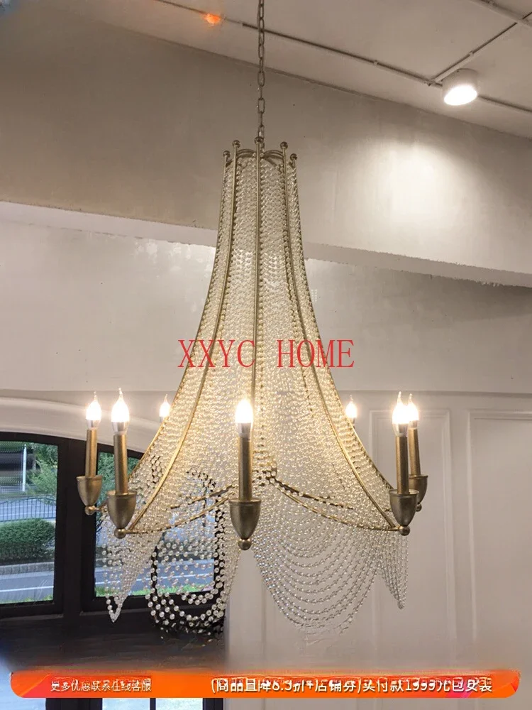 

Chandelier Duplex Building Villa Loft Apartment Large Lamp in the Living Room Crystal Restaurant French Staircase Lamps