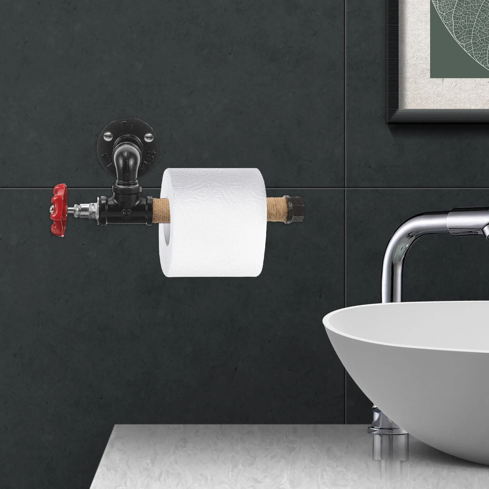 Wall Mount Paper Towel Holder Industrial Vintage Iron Roll Paper Rack for Kitchen Bathroom Multi Functional Towel Hanger Shelf