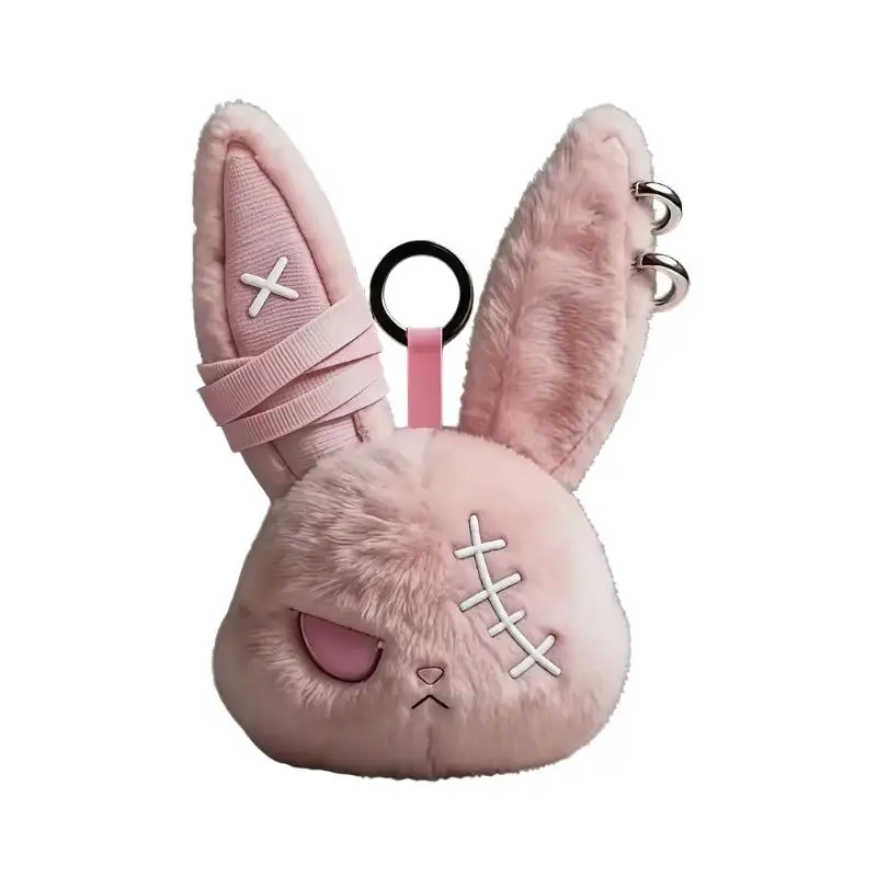 P9FE Stilvoller dunkler Hase-Plüsch-Schlüsselanhänger, weicher und leichter Taschen-Hängeornament, Schlüsselanhänger-Anhänger – Detail 9