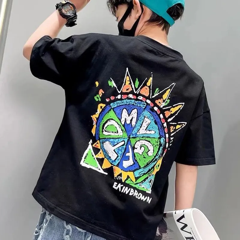 

Children's Summer Clothing Boys Short Sleeved T-shirt New Summer Letter Print Children's Half Sleeved Baby Top