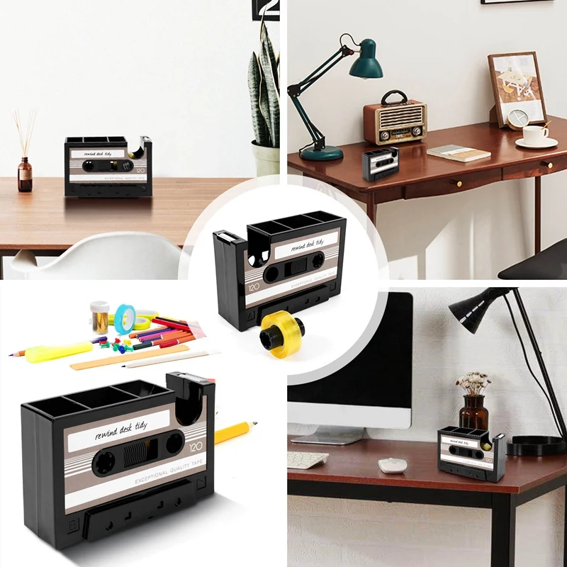 Cassette Tape Dispenser Pen Holder Vase Pencil Pot Stationery Desk Tidy Container Office Stationery Supplier Gift