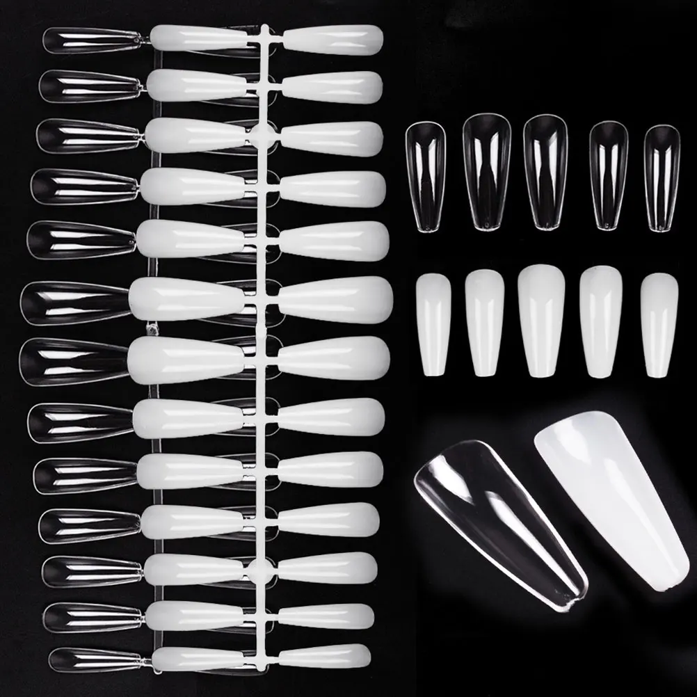 

1 set Artificial Nails Transparent Fake Nail Tips for Women Full Cover Durable Natural Nail Art Party Wedding Prom Salons