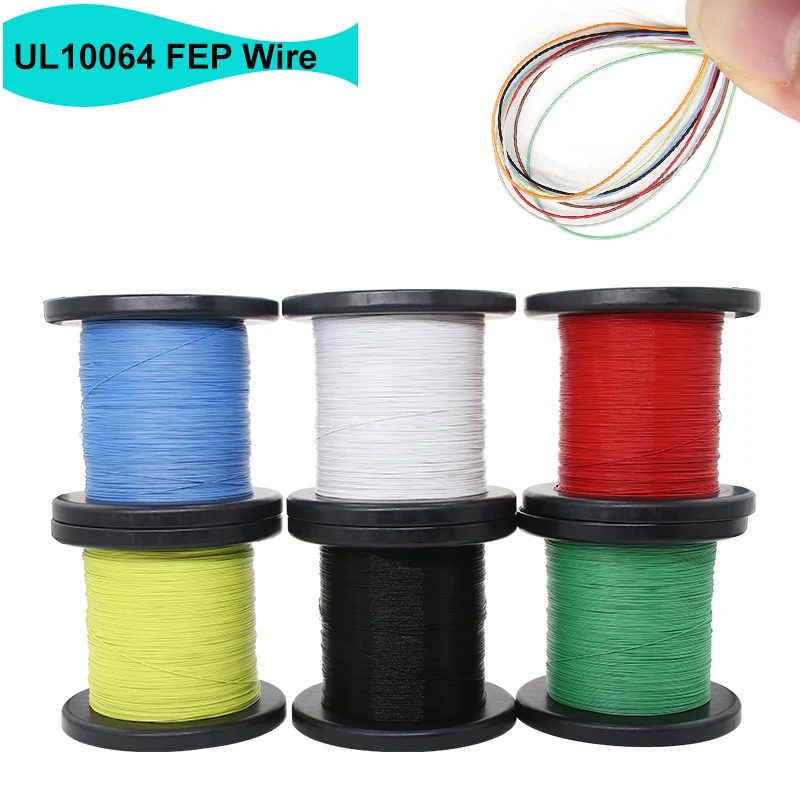 5/100/200/500m UL10064 PTFE Wires 40/36/34/32/30/28/26AWG Ultra Fine Micro Litz FEP Insulation Tinned Copper Cable for Soldering