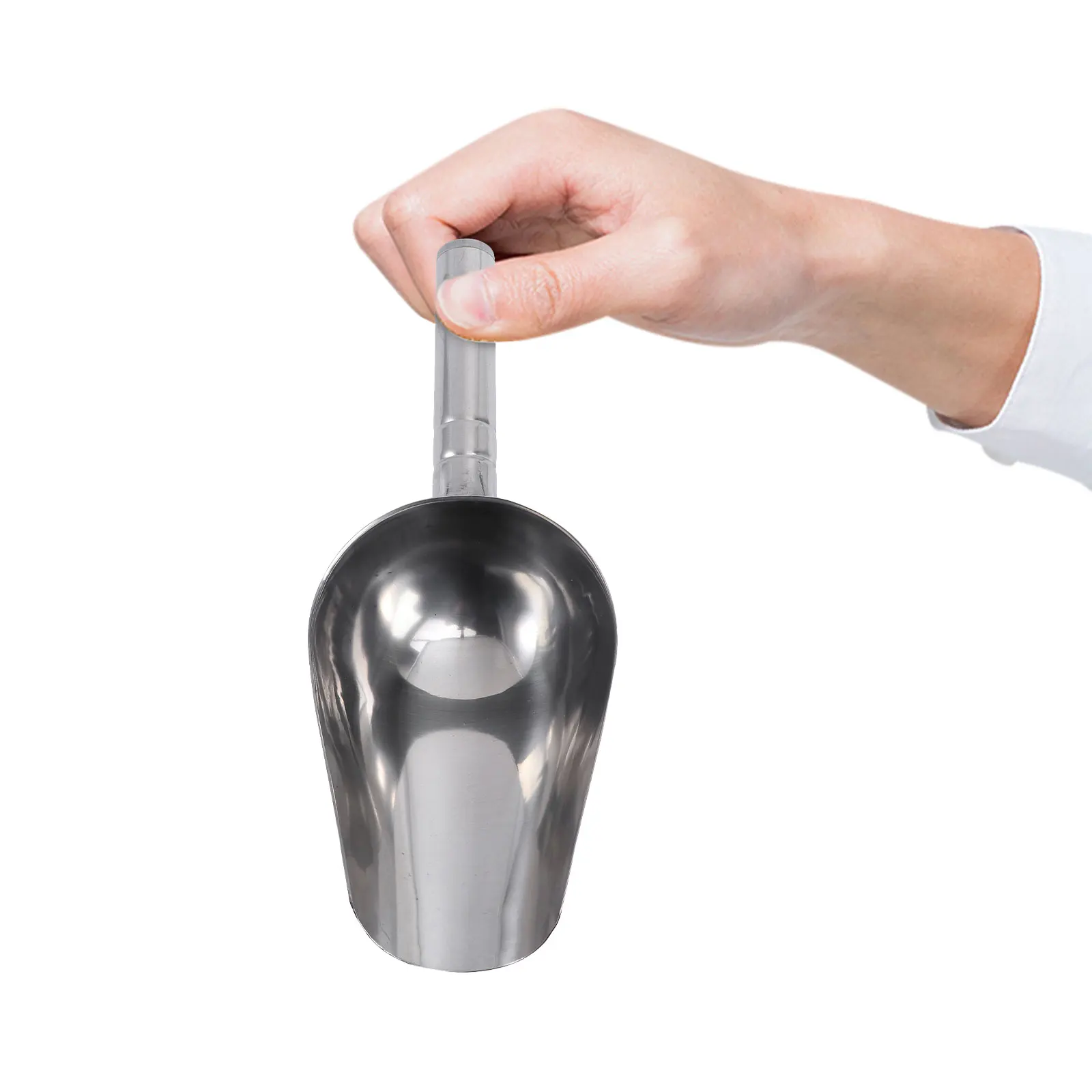 

Multipurpose Stainless Steel Scoop Silver Heavy Duty Rounded Head Pet Food Scoop for Nuts Candies Coffee Tea Baking Ingredients