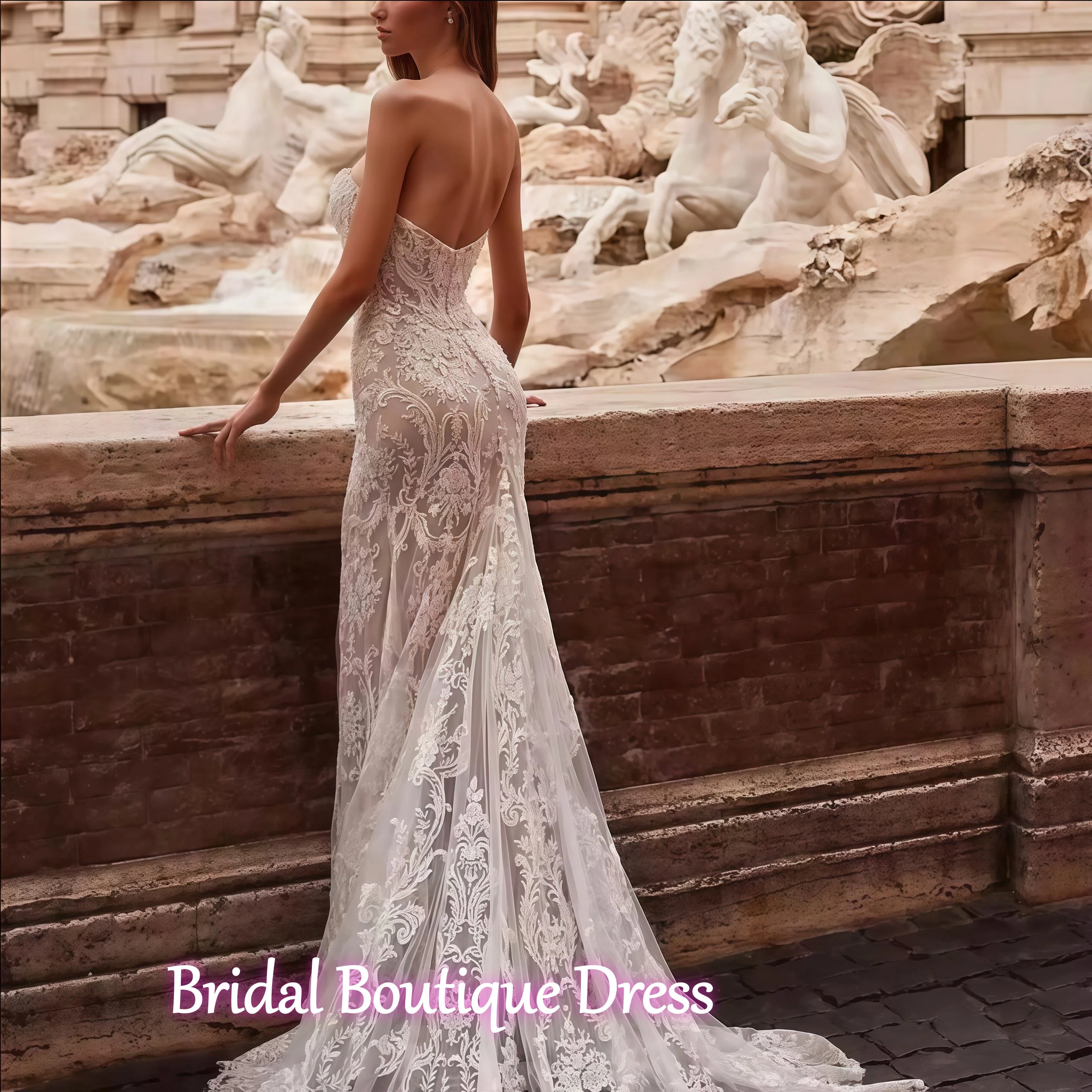 カスタマイズされたセクシーなストラップレスマーメイドウェディングドレス、光沢のあるスパンコール付き、ノースリーブ、コートトレーニングレースデカール、ブライダルガウン、VestidoDeNovia