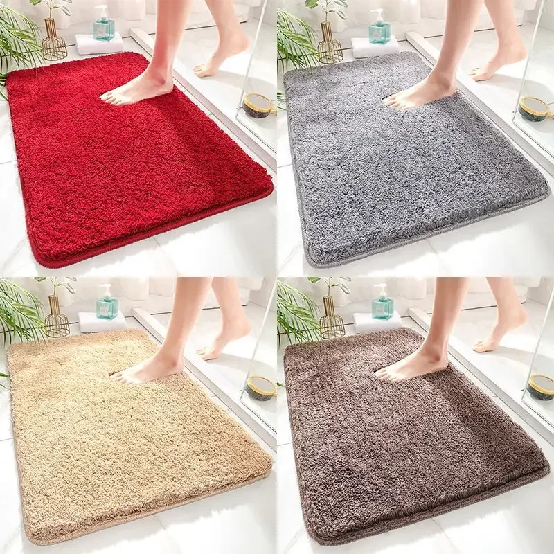 Water absorbtion anti slip bathroom mat thickened bathroom carpet long hair carpet machine washable durable toilet mat 40x60cm