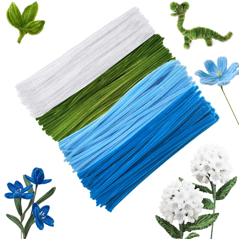 200 Pcs Pipe Cleaner Flowers Kit DIY Art Flower Bouquet Craft Set  Chenille Stems  Wire with Floral Wires and Floral Tape view 6