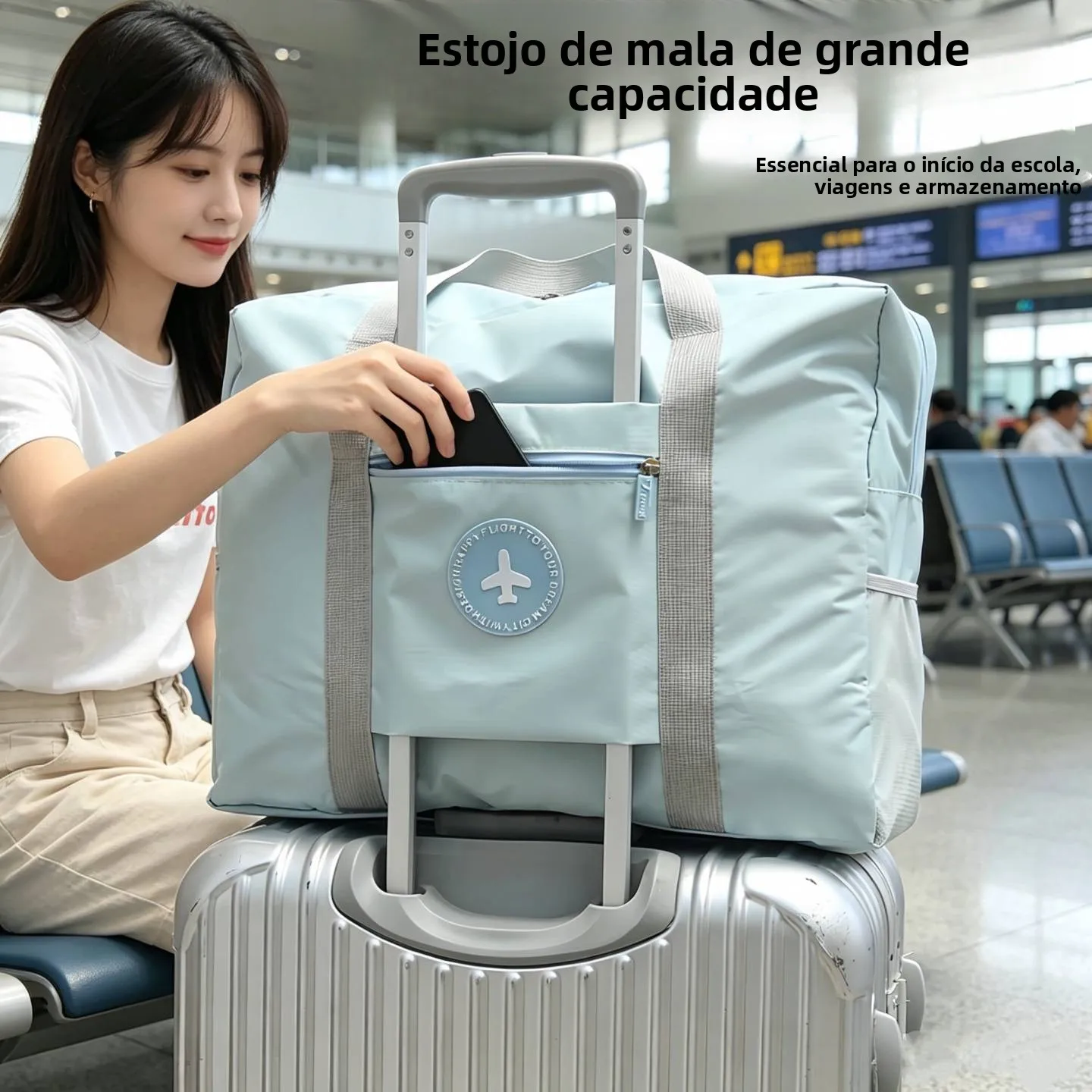 ビジネス旅行バッグ荷物手荷物機内持ち込み大容量防水キャリーオンバッグ男性と女性用プルロッド付き